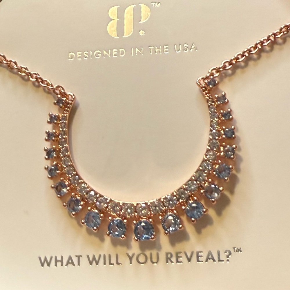 Elegant Blue and rose Gold March 2025 Necklace by BP